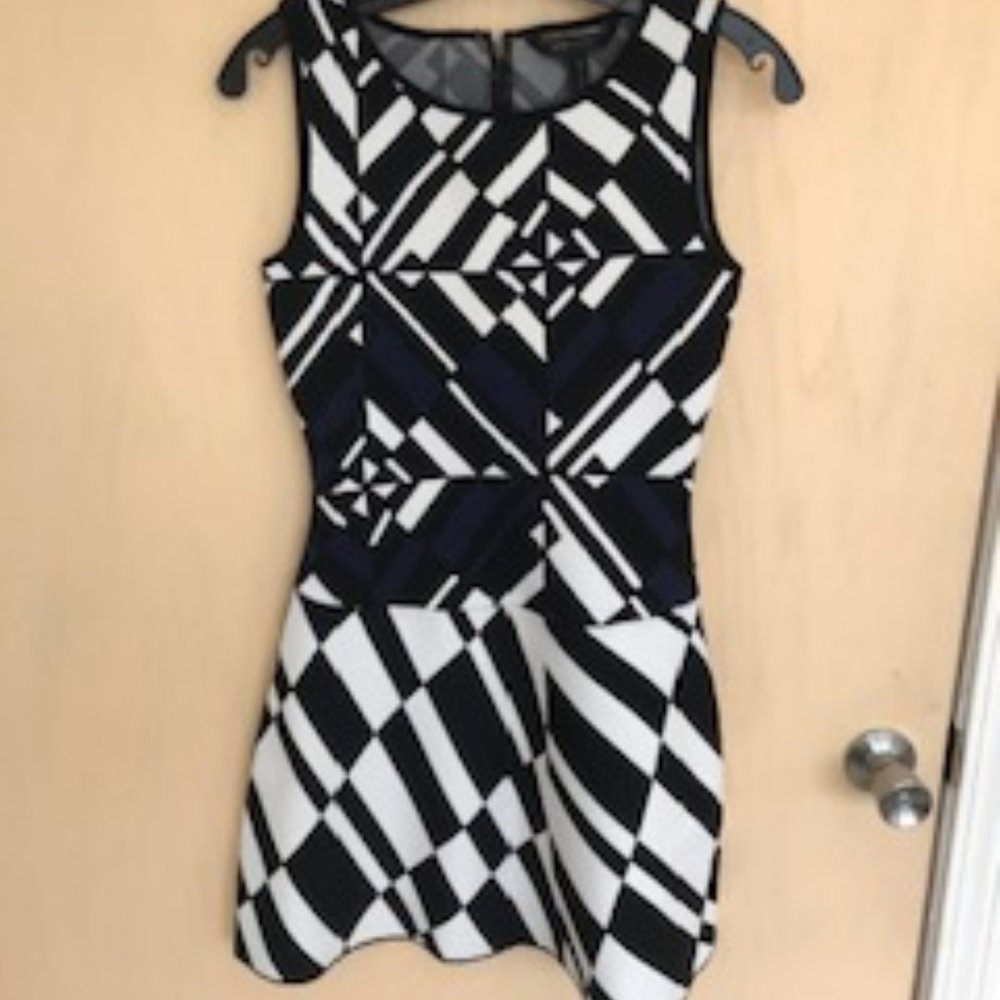Geometric Fit and Flare Knit Dress